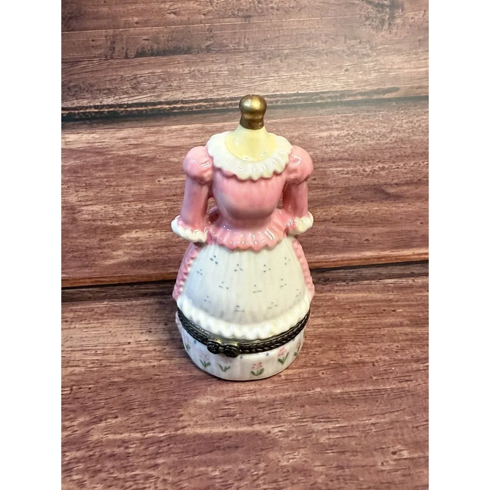 Vintage Dress Porcelain Hinged Jewelry Trinket Box Bust Form